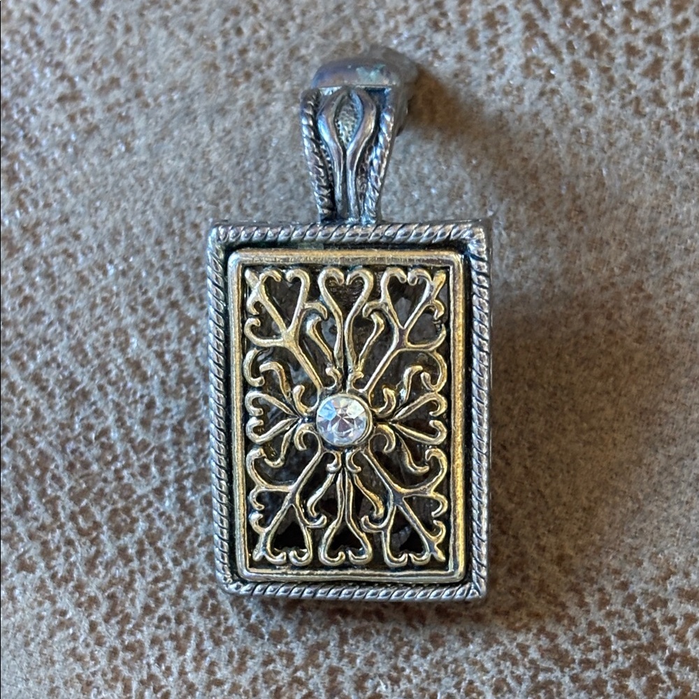 Reversible Rectangular Filigree Locket Or Pendant… - image 1